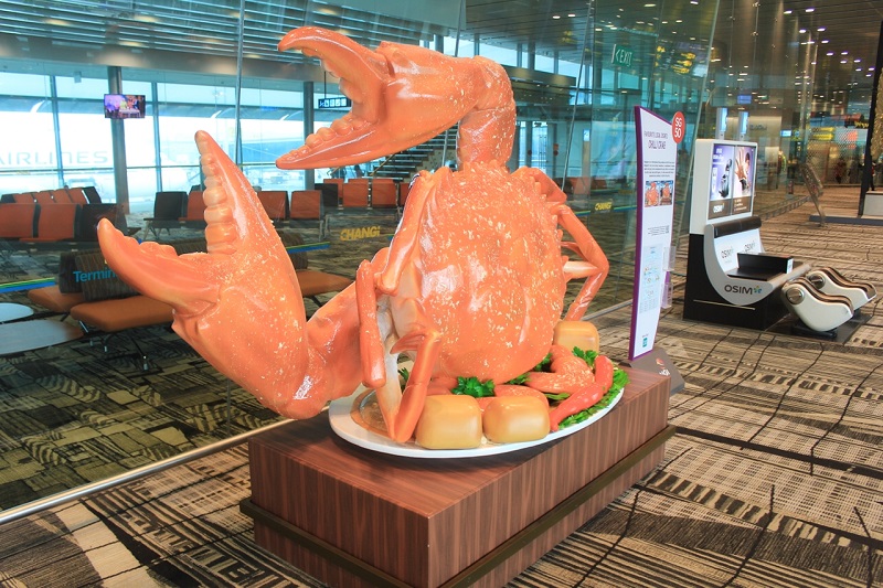 Singapore description - Chilli Crab (辣椒螃蟹) – Singapore’s signature seafood dish on display at the Singapore Changi Airport. :) 