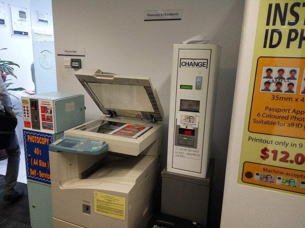 Photocopy machine at the Australian Visa Application Centre, Singapore.
