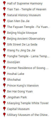 Screenshot - how I arranged the tourist attractions in Beijing. :)