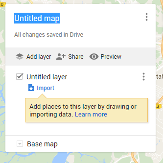 An untitled travel map on Google My Maps – we can have multiple layers in a given map.