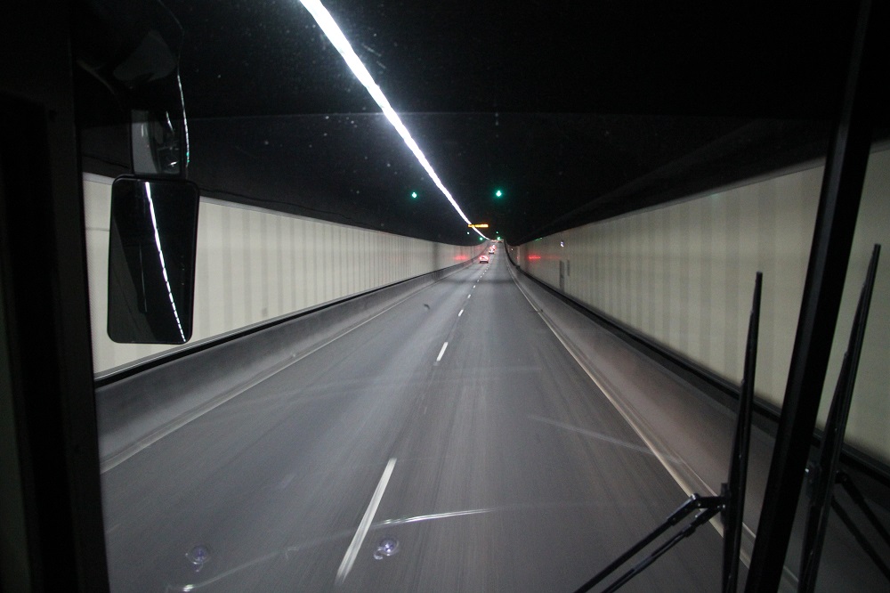 A tunnel passage – my bus passing through a tunnel on the Canberra – Sydney highway.