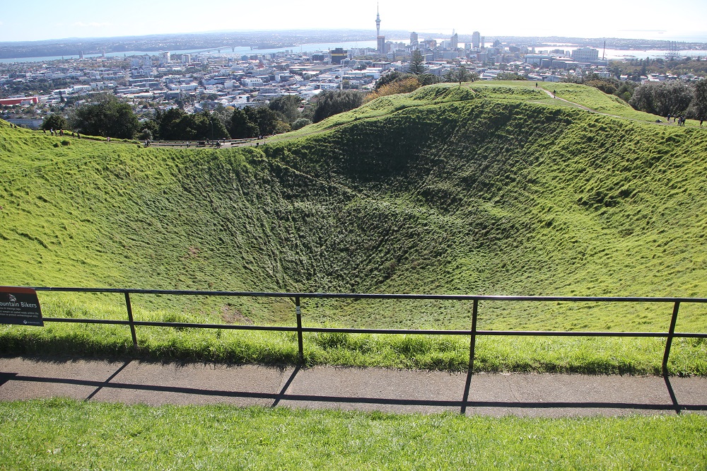 A 50 meters deep crater at the Mt Eden (Maungawhau), Auckland. 