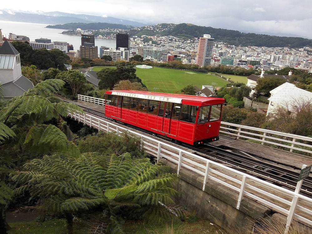 Wellington Cable Car going downhill – it’s considered to be a symbol of the New Zealand’s capital.