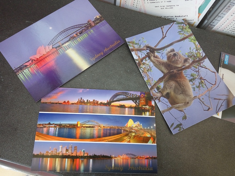 Australian postcards – I sent postcards to my international friends from the Sydney Central Station. 