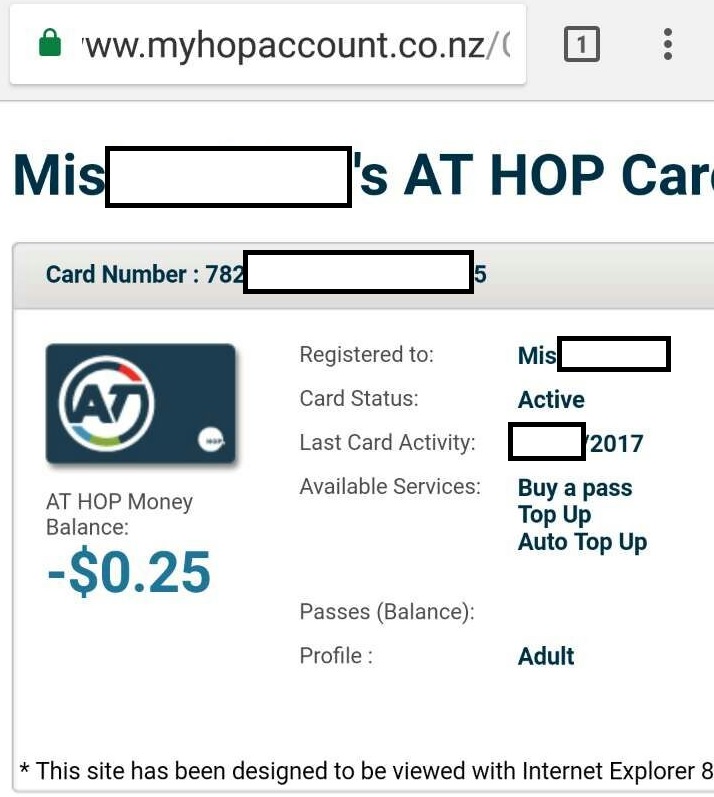 Problems in New Zealand - AT-HOP card balance went negative after online top-up. Any explanations?