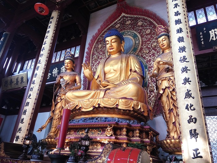 Lord Buddha at Lingyin Temple (灵隐寺, Língyǐn Sì), Hangzhou, Zhejiang province, China.