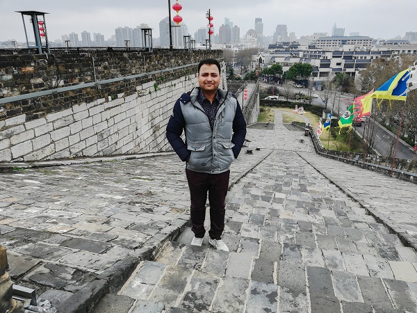 Climbing Nanjing City Wall after crossing the Gate of China – one of the best Nanjing attractions.