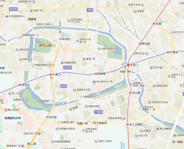 Hefei, China Map – here is the Baidu Map of downtown, Hefei city.