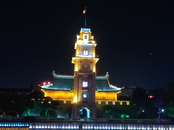Nantong clock tower at night (located opposite to the NanDa Jie).