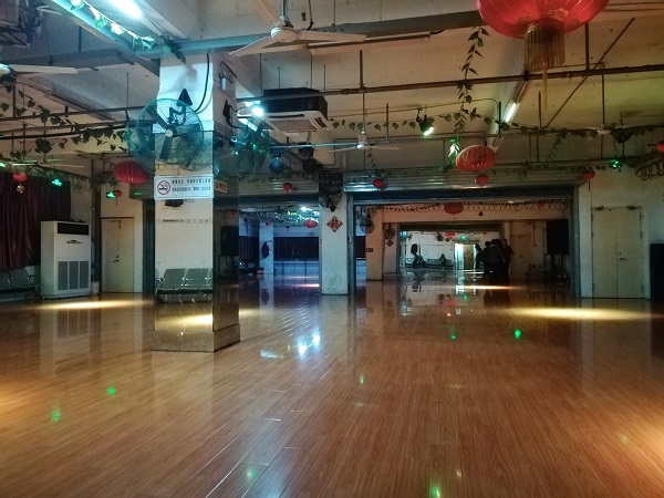 The empty dance floor in a Nantong dance hall.