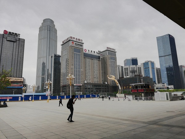 Outside Shenyang Railway Station.