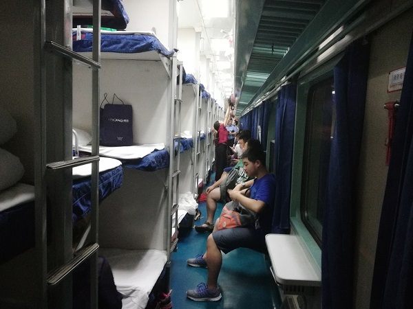 Inside the sleeping car (train compartment) – I spent a night in this compartment. 