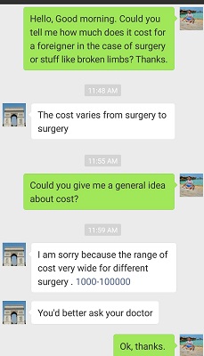 Cost of medical Surgery in China.