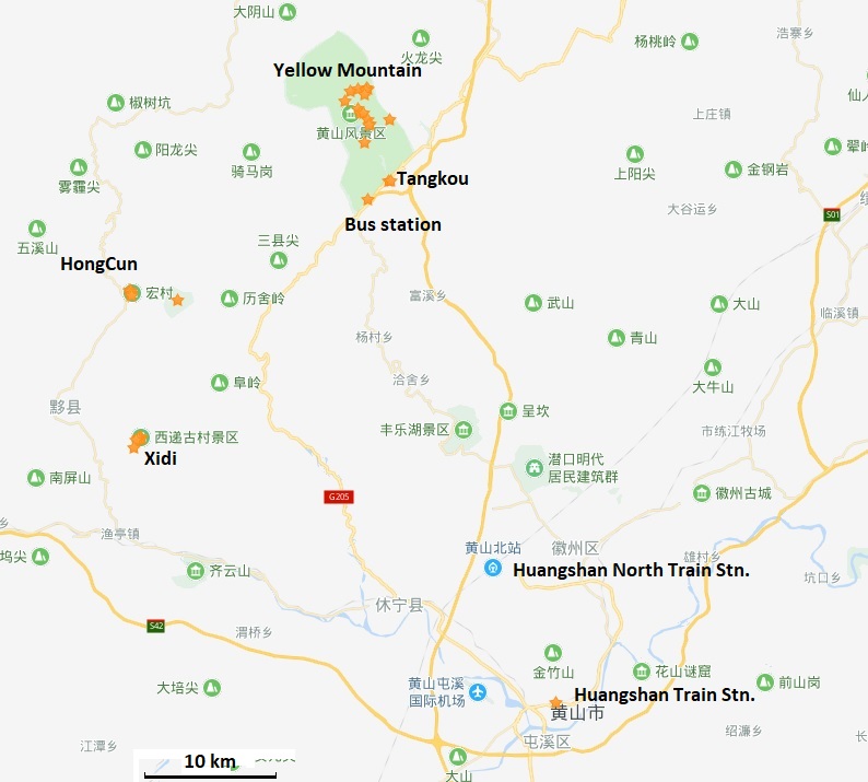 Huangshan city travel map (Baidu).