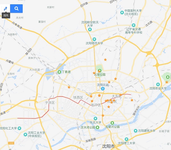 Shenyang china travel map