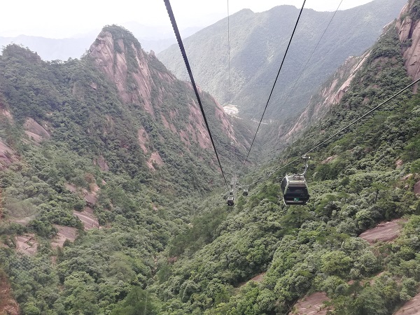Huangshan Cable Car – on my way to the peak of the Yellow Mountain.