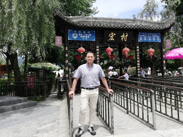 Me at the entrance to the Hongcun village.