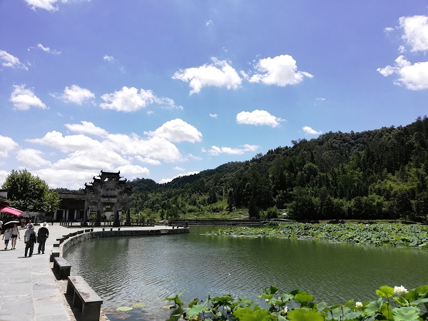 Huangshan travel attractions - Xidi village on a sunny day.