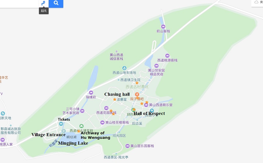 Xidi ancient village Baidu travel map. 