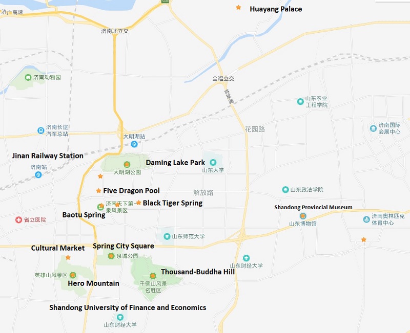 Jinan China travel map (Baidu).
