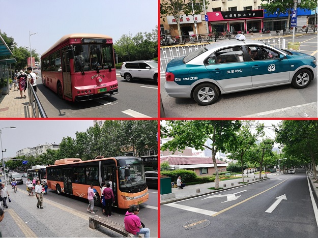 Qingdao public transportation – bus, taxi and road. 