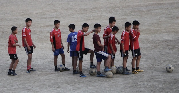 Football time at Pyongyang’s Kang Pan-sok High School. 