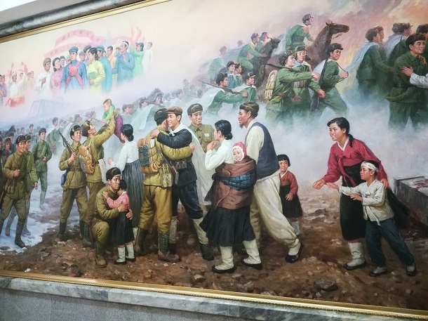 A poster showing friendship between China and North Korea. 