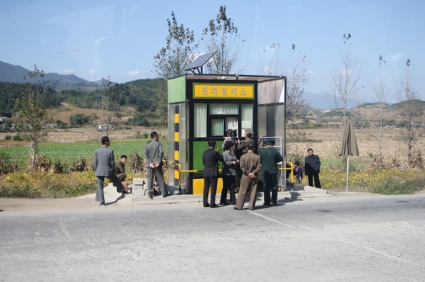 An army check-post outside the Wonsan city. 